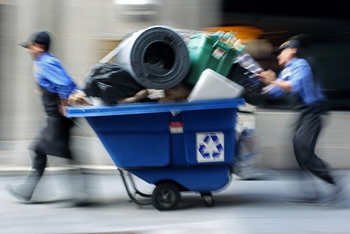 Workers sorting recyclable materials at a transfer station near Downham